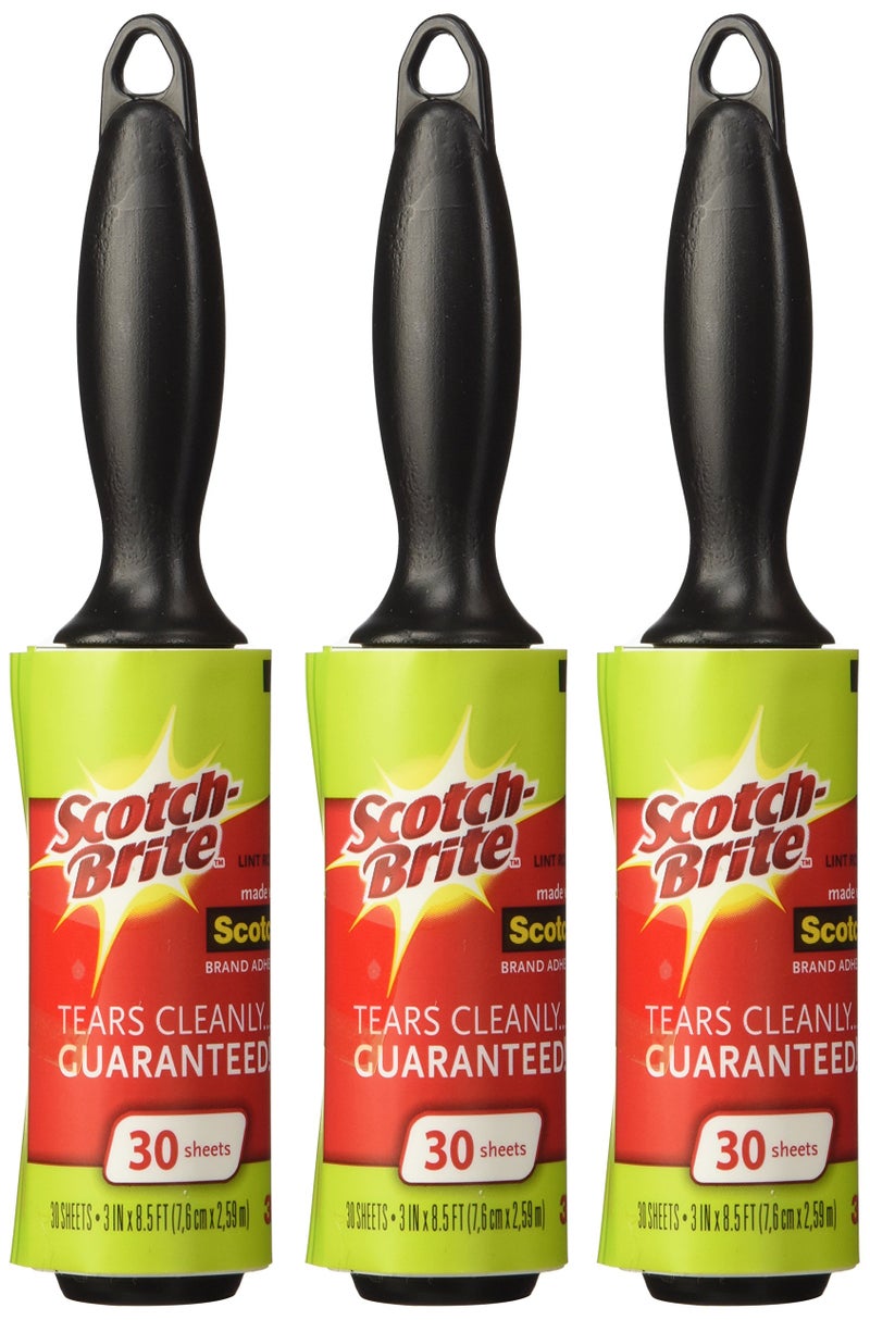 3M Scotch 3M Mini Lint Rollers  3-Pack (30 Sheets Each)  Portable Sticky Remover for Clothes  Furniture & Pet Hair  Compact Travel Roller - Image 1
